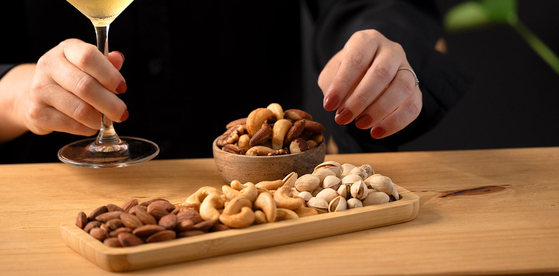 Premium Torn Ranch gourmet nuts presented on a welcome tray with elegant enviroment.