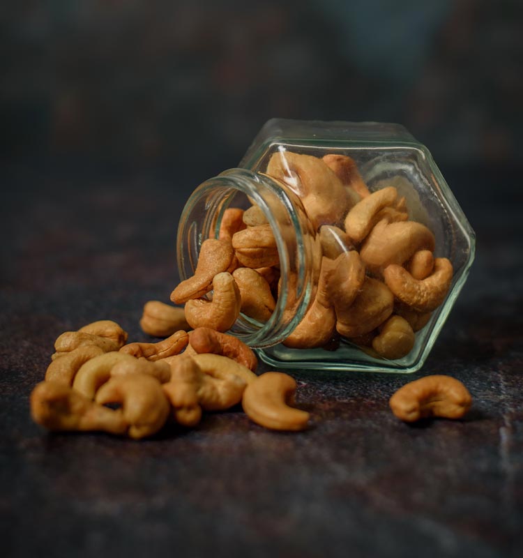 Diamond Jar filled with Jumbo Cashew Nuts